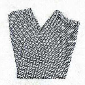 H&M Women's Geometric Print Ankle Pants Size 10  Career Stretch